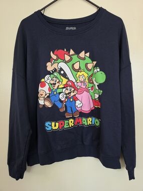 Nintendo Super Mario Navy Sweatshirt Size L
